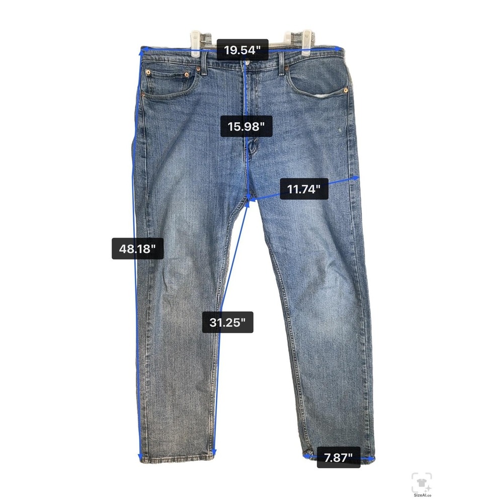 Levis 505 Jeans Mens 38x32 Blue Light Wash Straight Denim Zip Fly Regular Fit - Picture 11 of 14